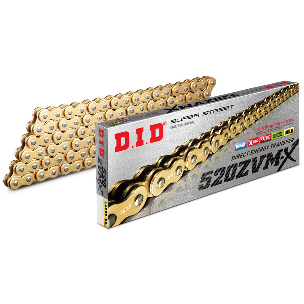 D.I.D 520ZVM-X Heavy Duty Super Street Chain - 140 Links - GOLD